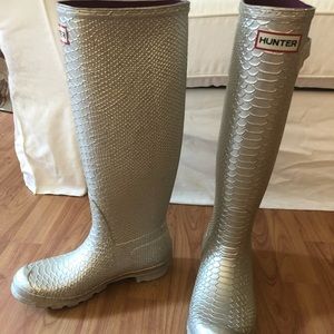 Limited Edition Hunter Rain Boots - Gold Snakeskin